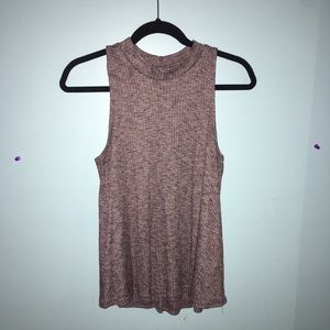 Hollister Ribbed Mock Neck Cami - Marled Burgandy